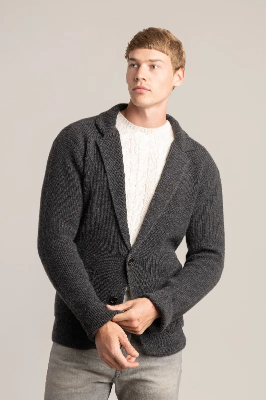 Men's Sweaters with High-Neck DesignsCharcoal Cardigan