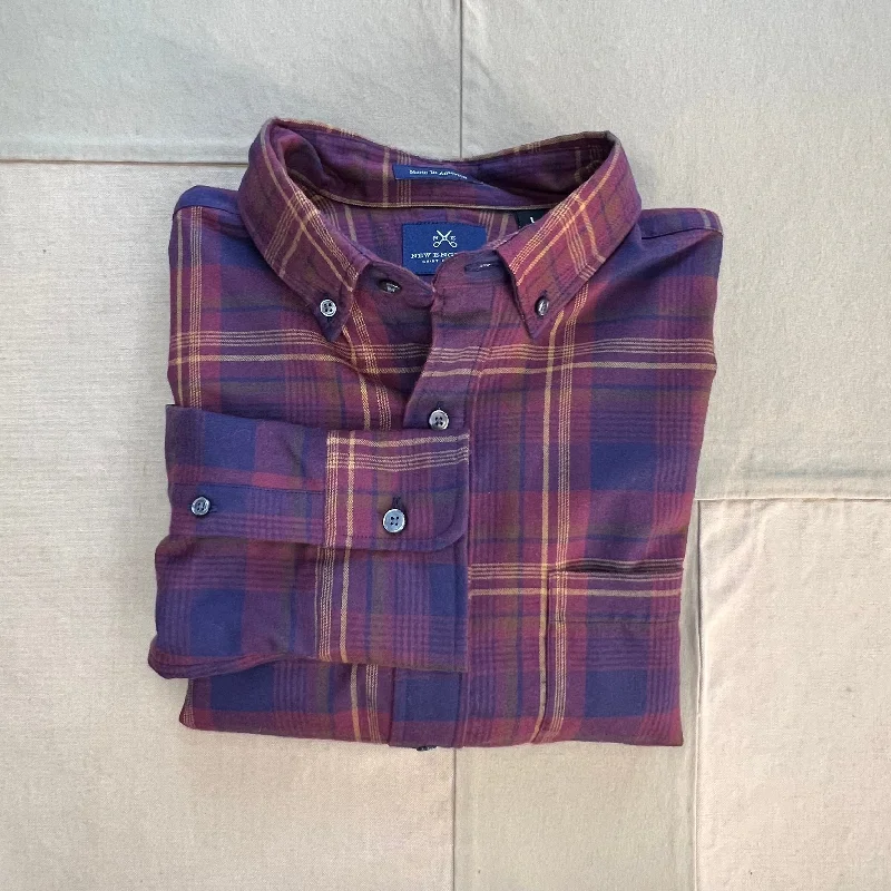 Men's Tab-Collar Shirts for a Crisp LookCity Plaid Flannel Shirt Maroon/ Navy