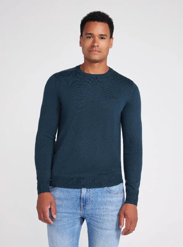 Fashionable Men's Crew-Neck SweatersCoastal Blue Valentine Knit Jumper