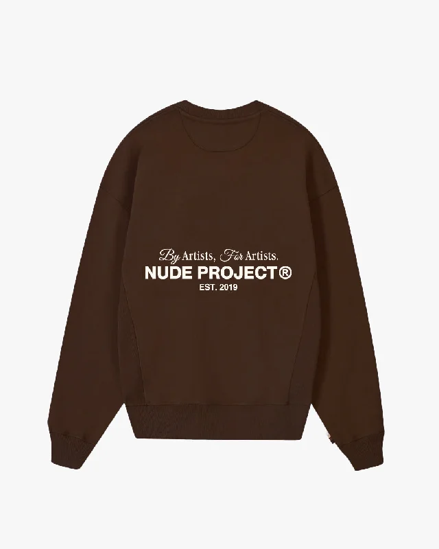 Men's Hoodies with Hidden PocketsCULT*CREWNECK BROWN