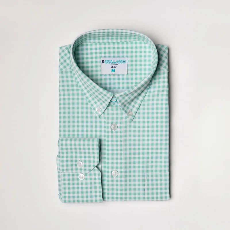 Men's Checkered Shirts for a Retro FeelRange Shirt - Light Green and White Gingham