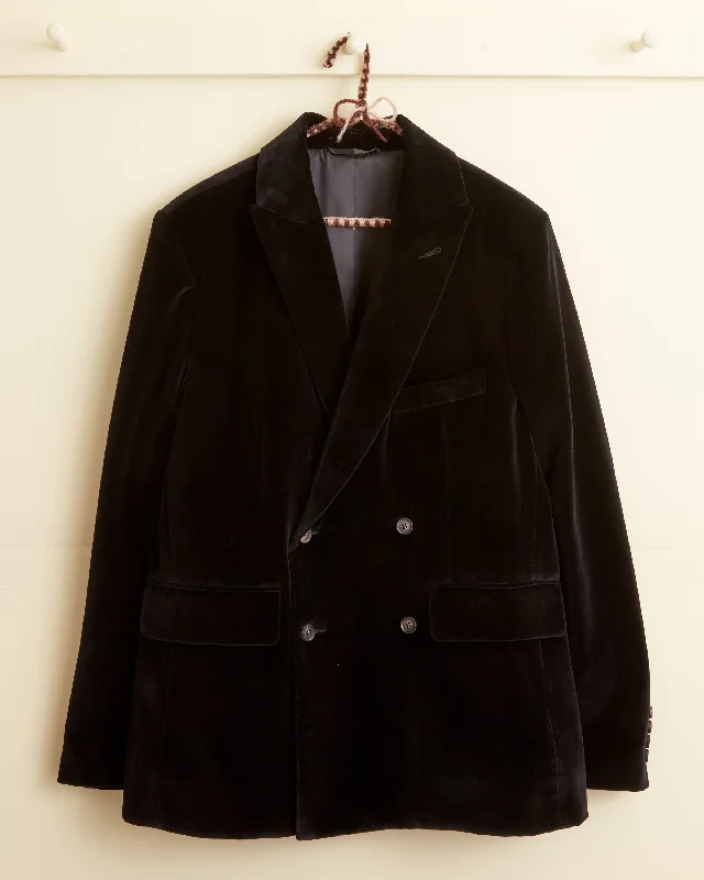 Men's Coats with Velcro ClosuresDusk Velvet Double-Breasted Suit Jacket