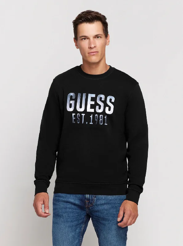 Men's Sweaters with Fold-Over CuffsEco Black Beau Crew Neck Jumper