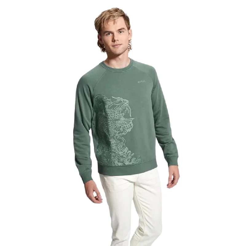 Men's Sweaters with PocketsEco Green Embroidered Jumper