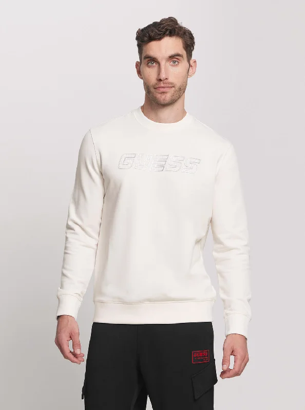 Men's Sweaters with Drawstring WaistbandsEco White Zubin Jumper