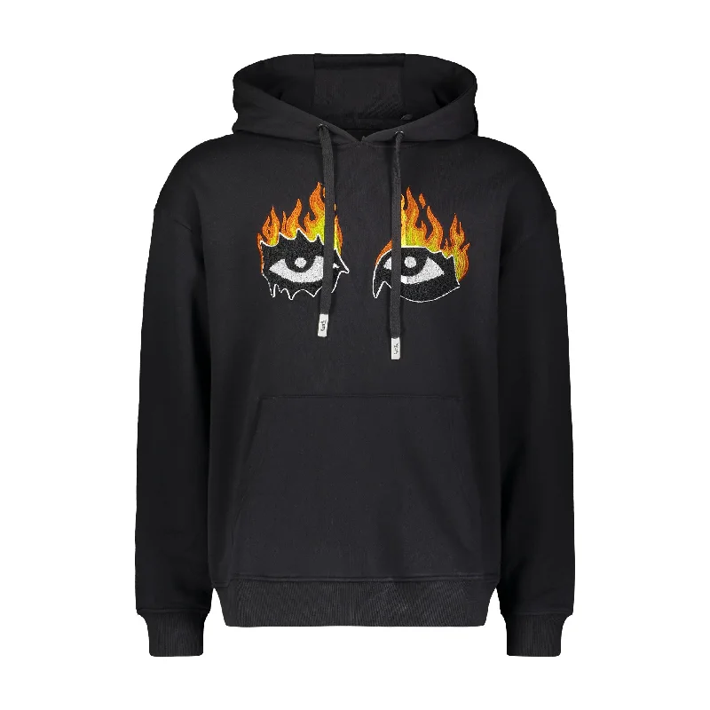 Men's Hoodies for Cold WeatherEYES ON FIRE HOODIE BLACK