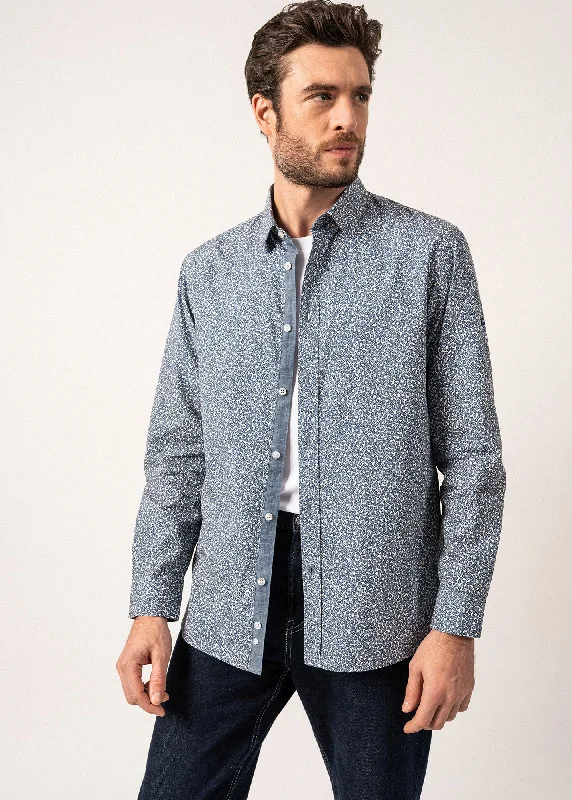 Men's Patterned Casual Shirts for Relaxed StylingFlavien Floral Patterned Shirt - in cotton poplin (COOPER JEAN/ECUME)