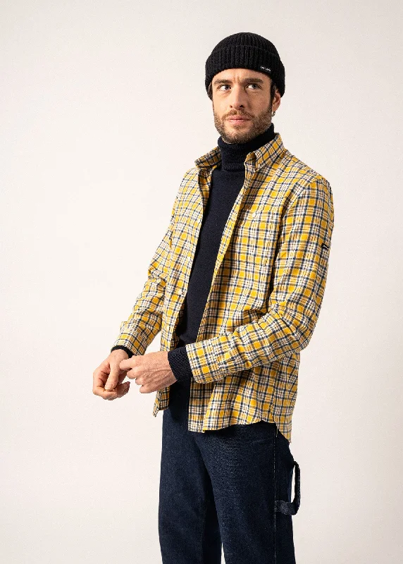 Men's Layering Shirts for Seasonal TransitionsFlorent Checked Shirt - in cotton flannel (AMBRE/VEGETAL)