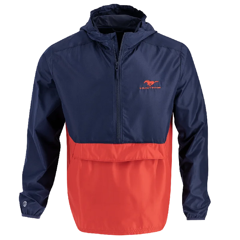 Men's Coats for SkiingFord Mustang Logo Men's Packable 1/4-Zip Windbreaker Jacket