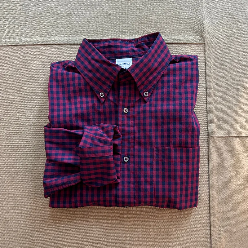 Men's Henley T-Shirts for a Casual TwistFriday Shirt, Dark Red Gingham