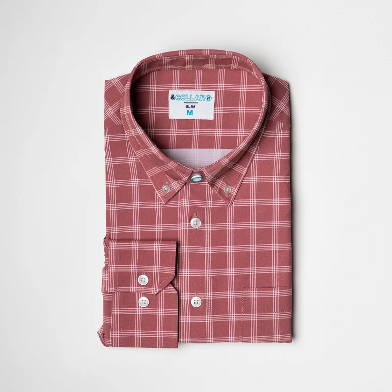 Men's Breathable Shirts for Warm ClimatesRange Shirt - Adobe Red w/ White Windowpane