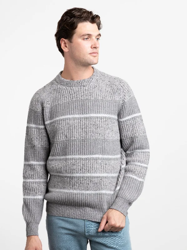 Men's Sweaters for SpringGrey Cashmere Striped Sweater