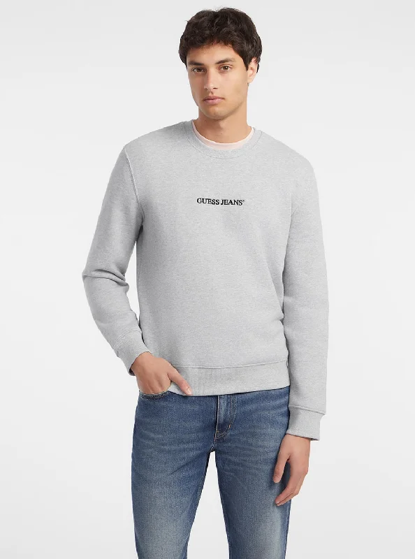 Men's Sweaters with Set-In SleevesGuess Jeans Grey Logo Jumper