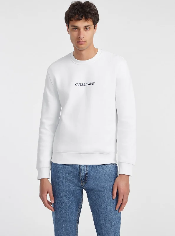 Men's Sweaters with Short SleevesGuess Jeans White Logo Jumper