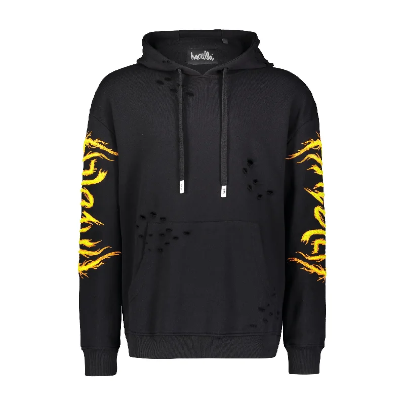 Men's Hoodies with Breathable FabricHAC ON FIRE HOODIE BLACK