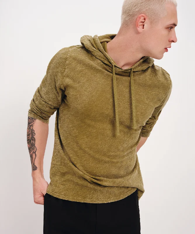 Men's Sweaters with Thumbholes in SleevesSlub Jersey with Chroma Wash Long Sleeve Hoodie - Juniper