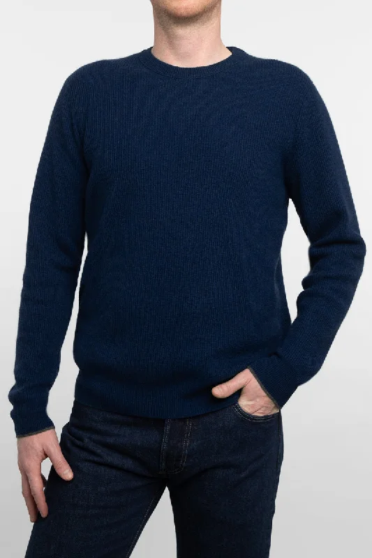 Men's Sweaters with ZippersKinross Cashmere Rib Tipped Crew