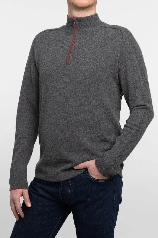 Men's Sweaters with Asymmetrical HemlinesKinross Cashmere Sport Qtr Zip Mock