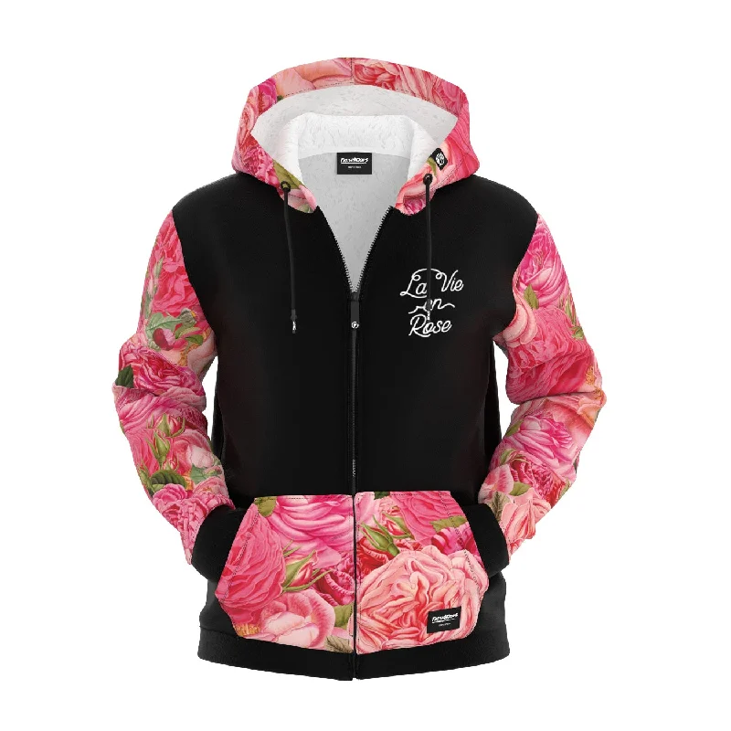 Men's Hoodies with EmbroideryLa Vie En Rose Zip Up Hoodie