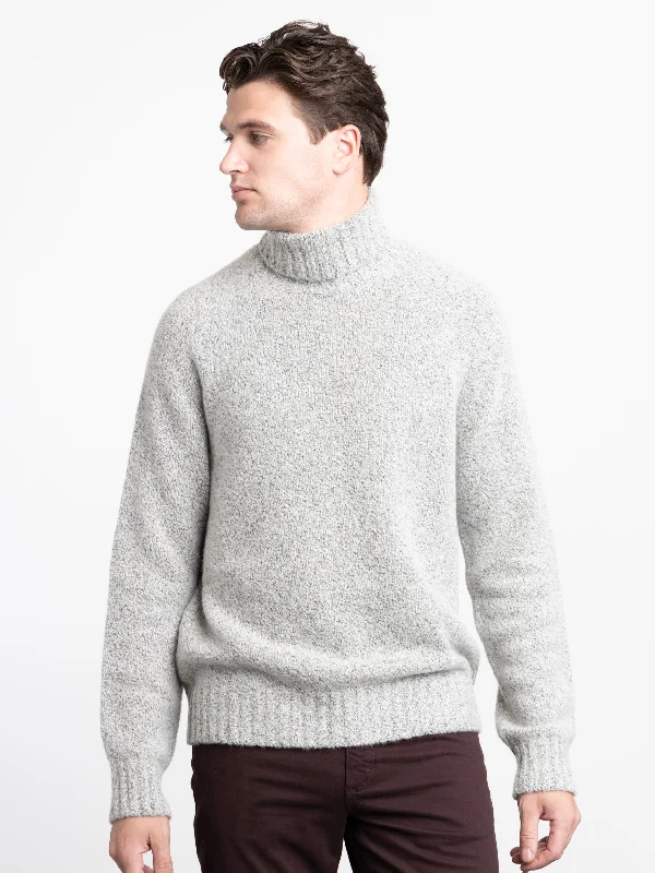 Men's Sweaters in Metallic ColorsLight Grey Cashmere Rollneck Knit