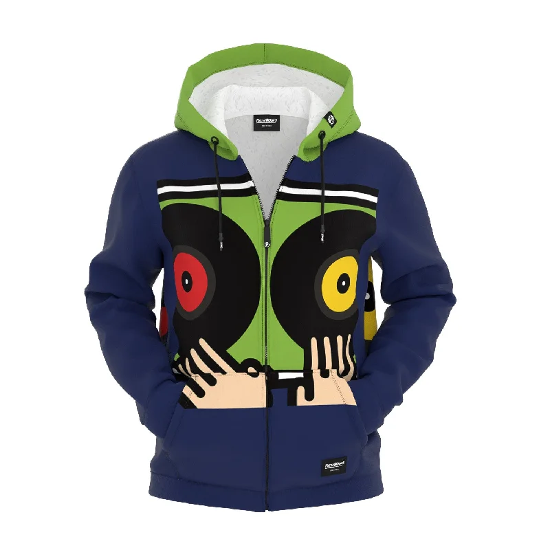 Men's Hoodies with Contrast StitchingMani su Dischi Zip Up Hoodie