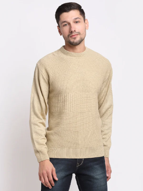 Durable Men's Acrylic SweatersMen Khaki Pullover Sweater