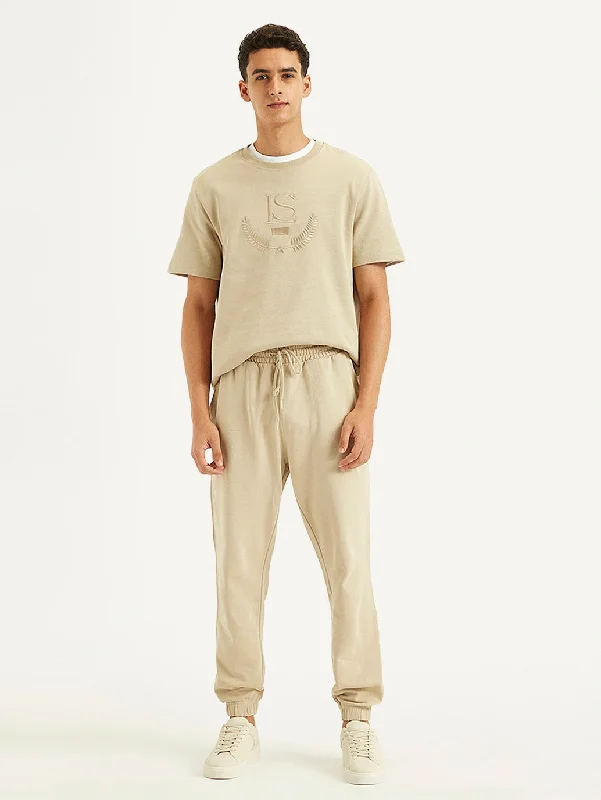 Men's Sweaters with Low-Neck DesignsMen's Beige Regular Fit Joggers