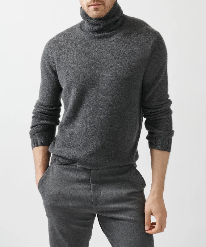 Men's Sweaters with BeadsRecycled Cashmere Turtleneck Sweater - Heather Charcoal