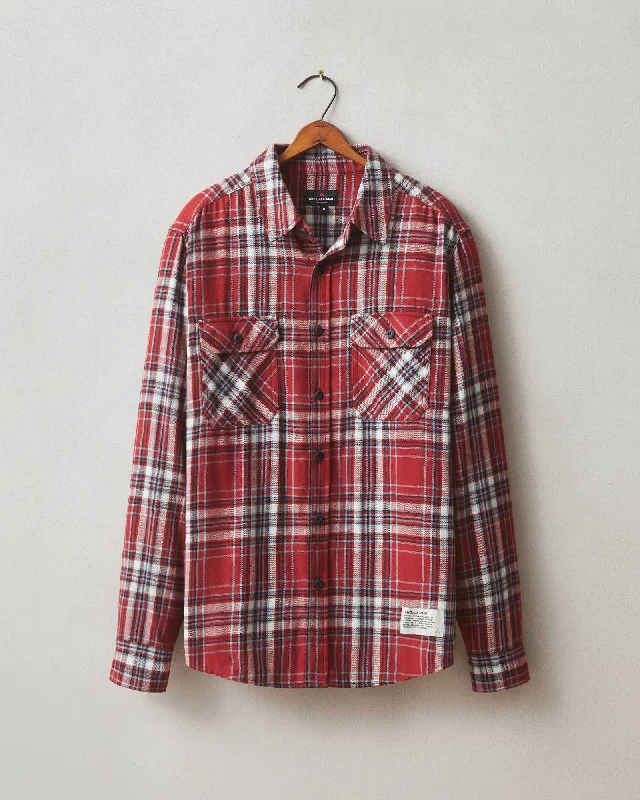 Men's Fishing Shirts for Water SportsVintage Flannel - Bonfire Red Plaid