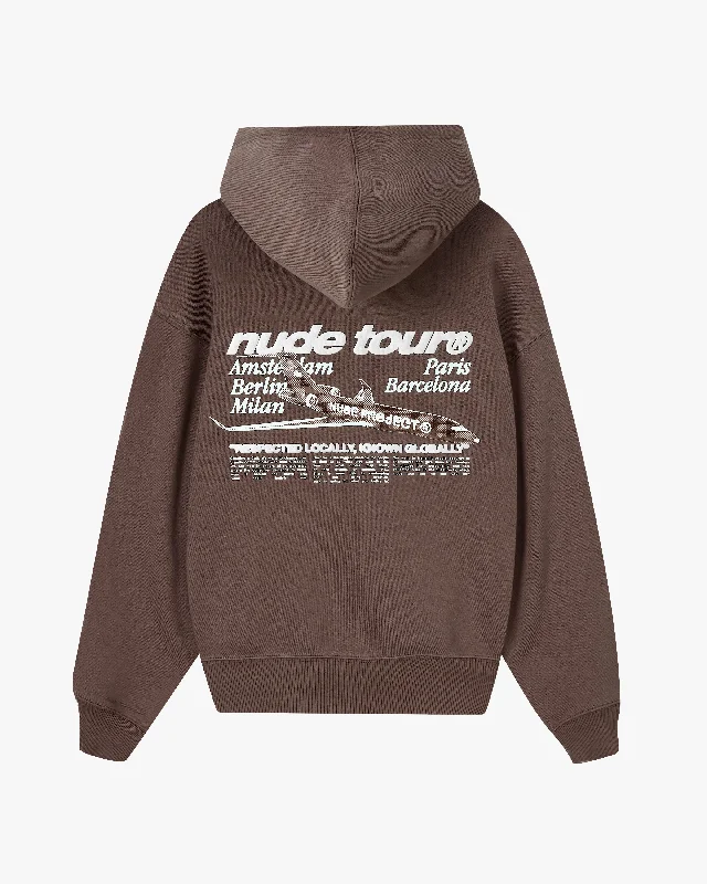 Men's Hoodies with Stretch FabricNUDE PLANE HOOD CHOCOLATE