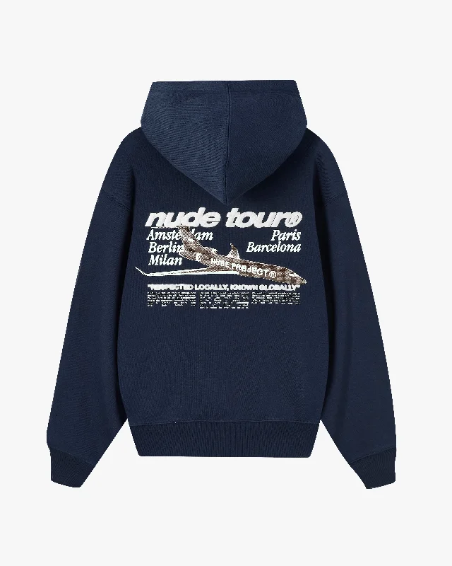 Men's Hoodies with Kangaroo PocketsNUDE PLANE HOOD NAVY