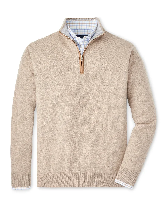 Men's Sweaters with Button CuffsPeter Millar Artisan Crafted Cashmere Flex Quarter-Zip in Toffee