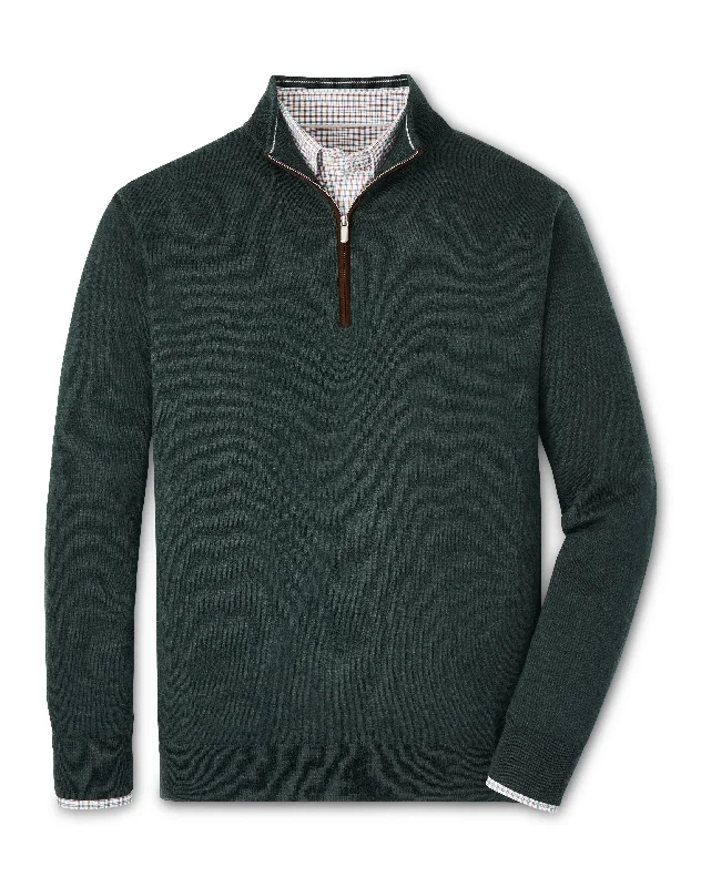 Men's Sweaters with Checkerboard PatternsPeter Millar Autumn Crest Suede Trim Quarter-Zip in Lacinato