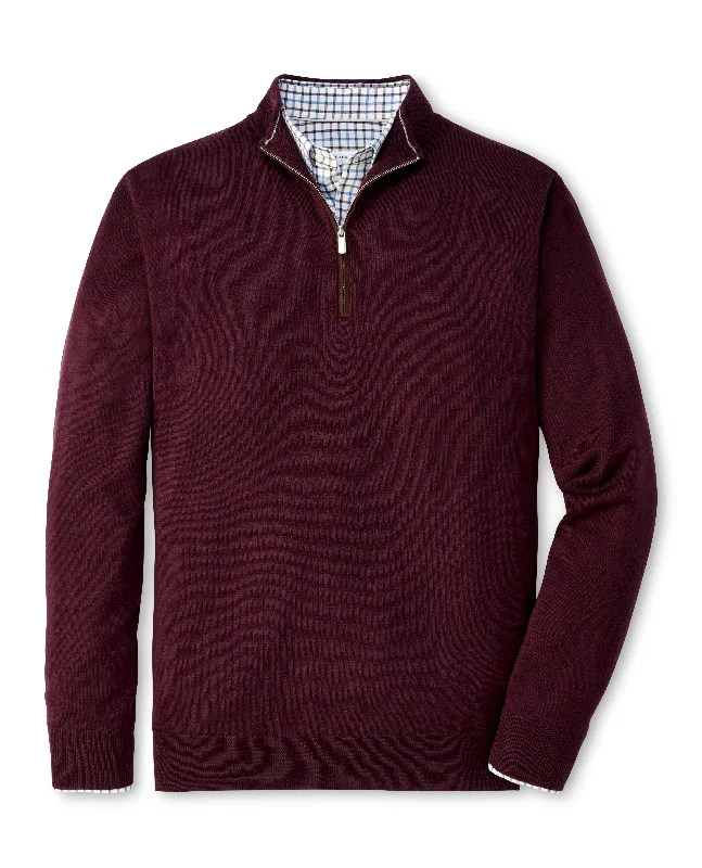 Stylish Men's Turtleneck SweatersPeter Millar Autumn Crest Suede Trim Quarter-Zip in Winterberry