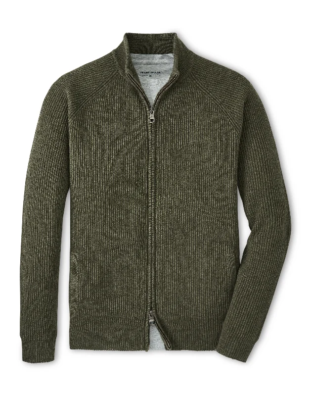 Men's Sweaters with Belt AttachmentsPeter Millar Crescent Full-Zip Sweater in Military