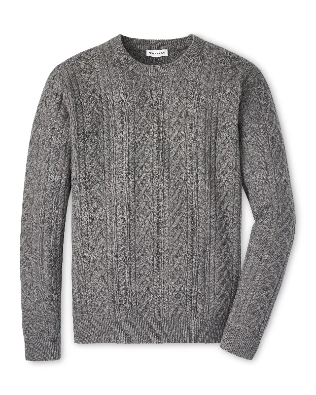 Men's Sweaters with ZippersPeter Millar Crescent Ridge Cable Crew in Gale Grey