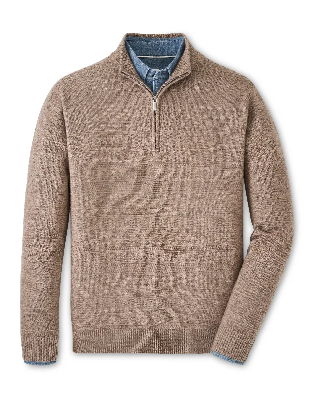 Men's Sweaters with Button-Up CollarsPeter Millar Crescent Texture Quarter-Zip Sweater in Dark Sand