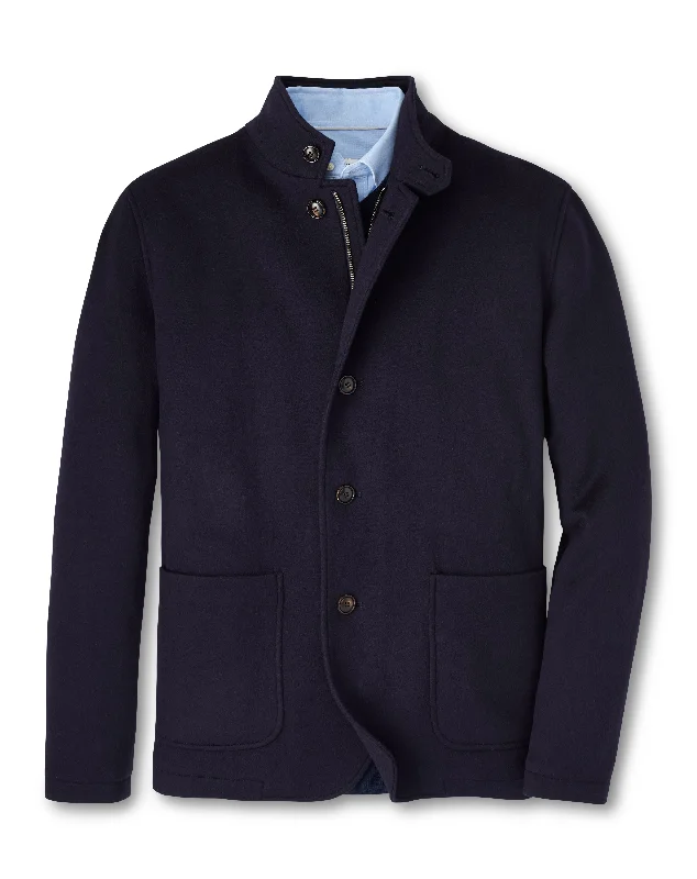 Men's Sweaters for Dressy EventsPeter Millar Crown Flex Fleece Zip Blazer in Navy