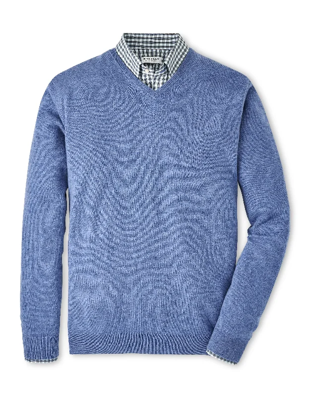 Men's Sweaters with Fair Isle PatternsPeter Millar Crown Heritage Cashmere V-Neck Sweater in Astral Blue