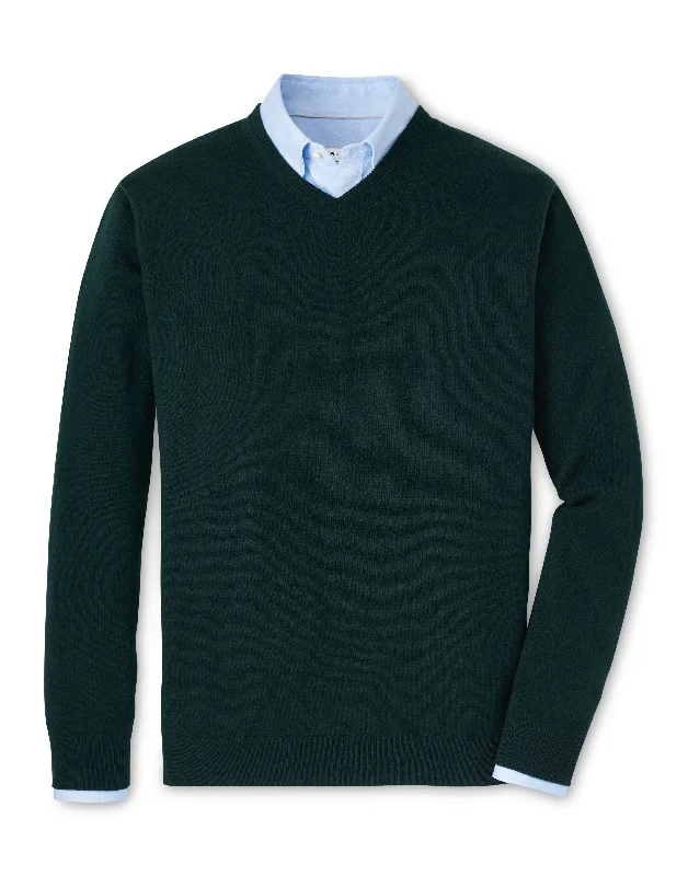 Men's Sweaters with Cable PatternsPeter Millar Crown Heritage Cashmere V-Neck Sweater in Balsam