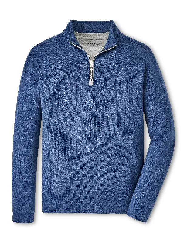 Men's Sweaters with Ribbed HemsPeter Millar Crown Sweater Fleece Quarter-Zip in Ocean Blue