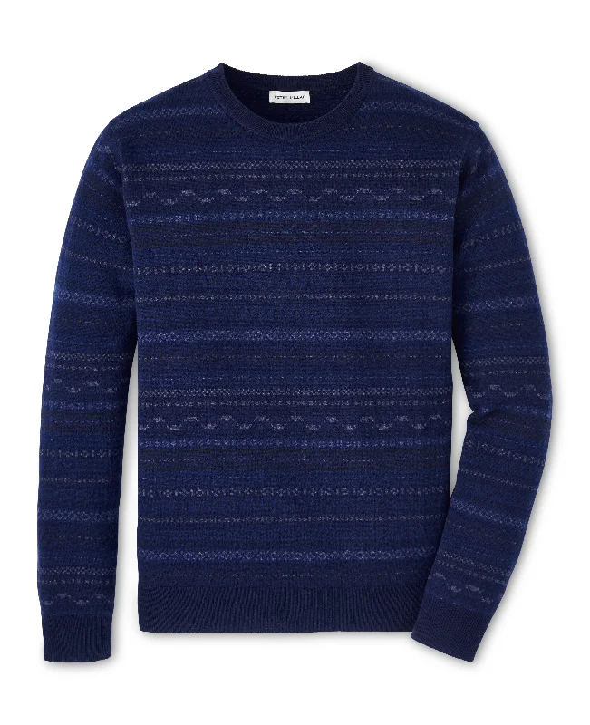 Warm Men's Hooded SweatersPeter Millar Midnight Fairisle Crewneck Sweater in Navy