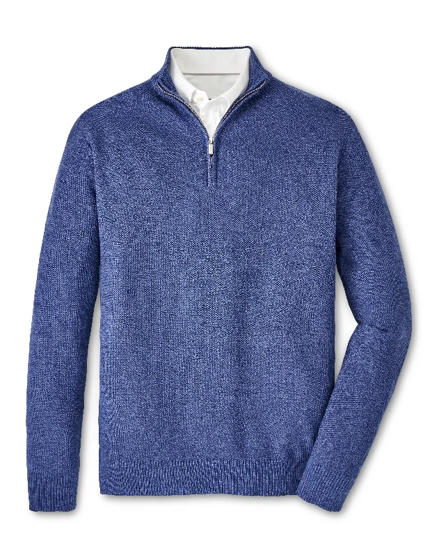 Men's Sweaters with Tapered ShapesPeter Millar Nevis Twisted Quarter-Zip in Ocean Blue