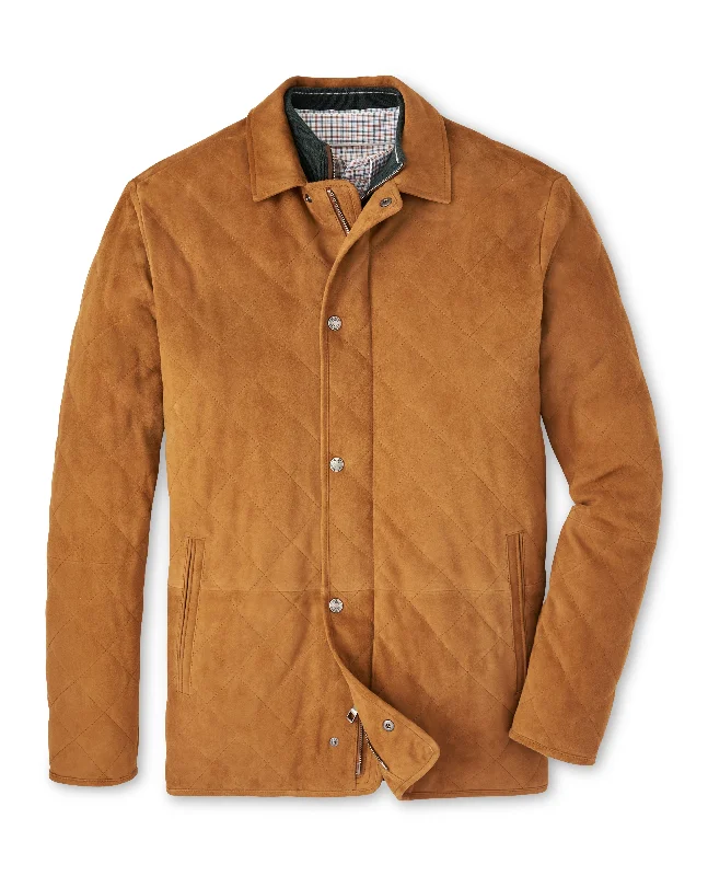 Men's Sweaters with Flat-Front DesignsPeter Millar Suffolk Suede Coat in Whiskey