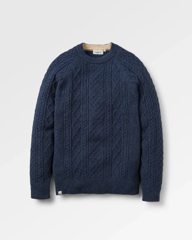 Men's Sweaters with Low-Neck DesignsSandbar Cable Knitted Sweater - Rich Navy