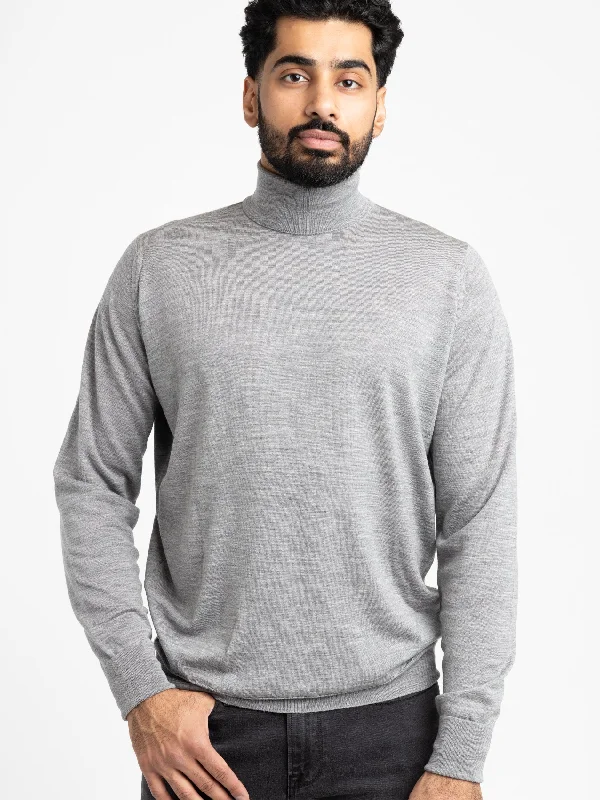 Men's Sweaters with Belt LoopsSilver Wool Richards Roll-neck