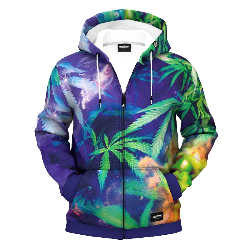 Men's Hoodies with Zipper DetailsStoner Galaxy Zip Up Hoodie - M