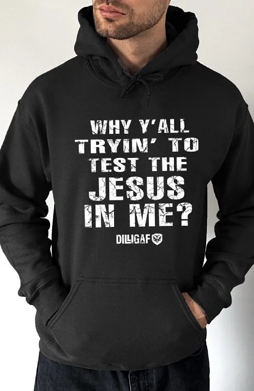 Men's Hoodies with Hidden Pockets for PhonesTest Jesus Pullover Hoodie