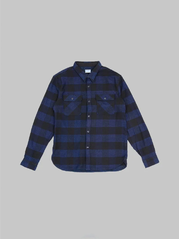 Men's Plaid Shirts for a Country CharmThe Flat Head Indigo Block Check Flannel Shirt