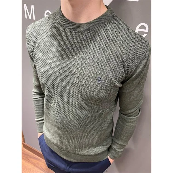 Men's Sweaters with High-Neck DesignsTom Penn - Waffle Knit -Olive